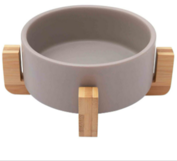 BARKLEY + BELLA ZEN GREY CERAMIC BOWL WITH STAND